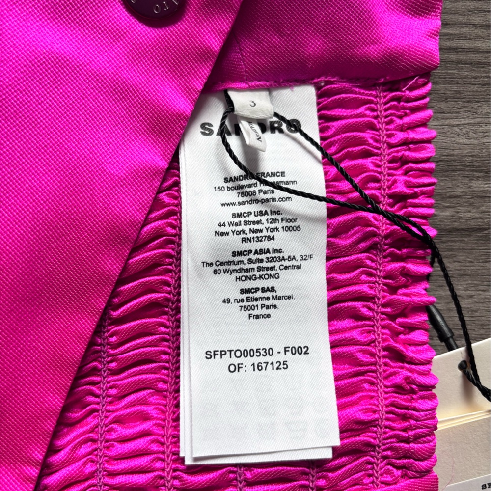 Sandro Hot Pink Satin Braided-Strap Crop Top 3 large - Picture 10 of 10